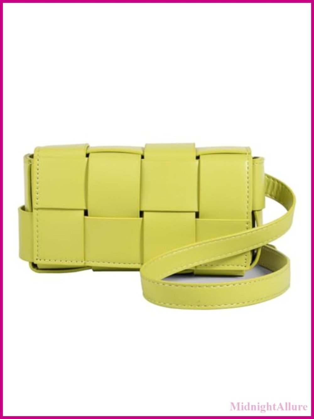 Woven Mini Crossbody Bag PU Leather Belt Bag Clutch Purse Adjustable Strap